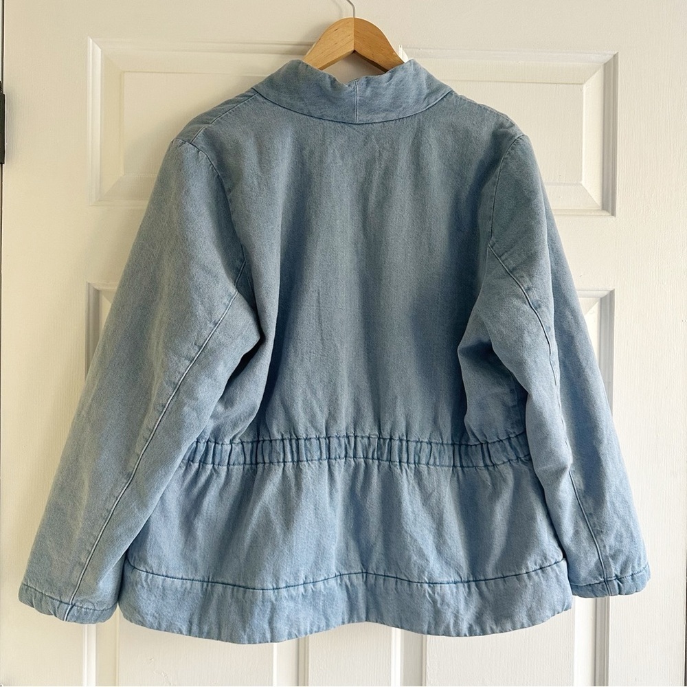 Pure Jill Indigo Curved-Hem Jacket Denim Petite Large Moonstone Wash - Picture 5 of 11